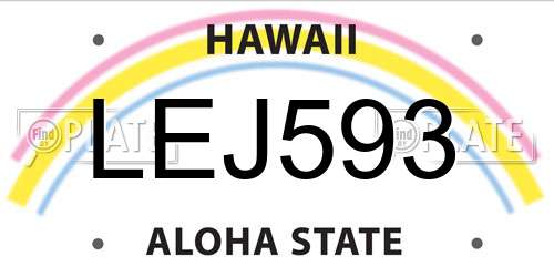LEJ593 Hawaii License Plate