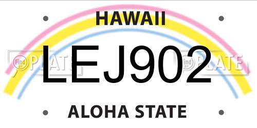 LEJ902 Hawaii License Plate