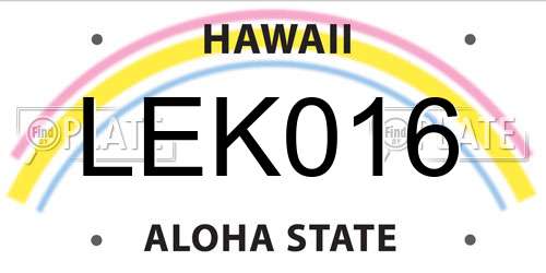 LEK016 Hawaii License Plate