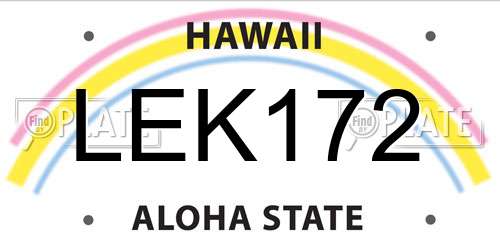 LEK172 Hawaii License Plate