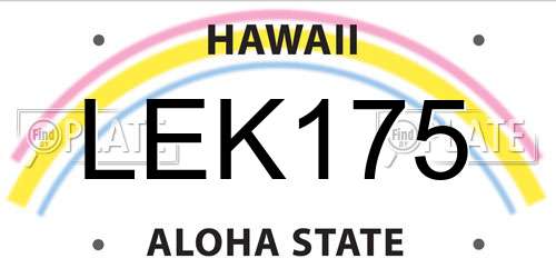 LEK175 Hawaii License Plate