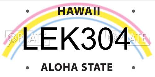 LEK304 Hawaii License Plate