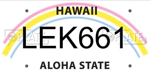 LEK661 Hawaii License Plate