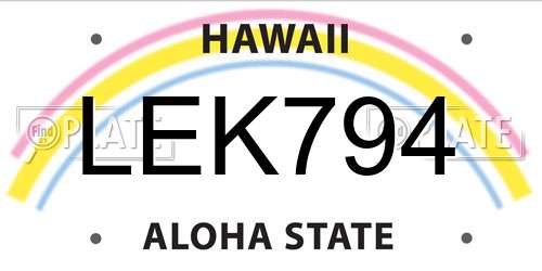 LEK794 Hawaii License Plate