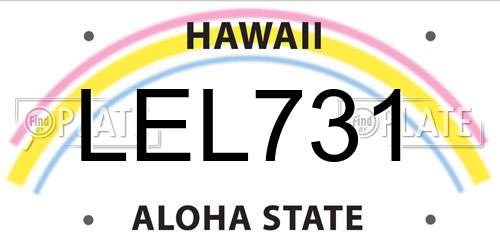 LEL731 Hawaii License Plate