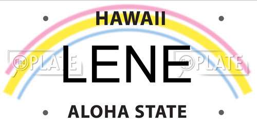 LENE Hawaii License Plate