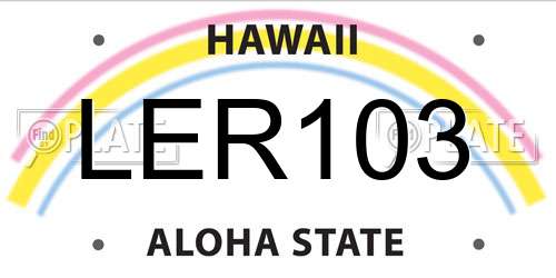 LER103 Hawaii License Plate