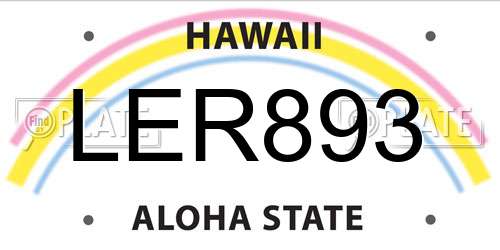 LER893 Hawaii License Plate