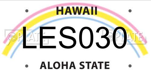 LES030 Hawaii License Plate