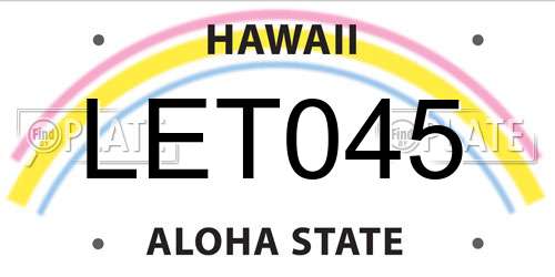 LET045 Hawaii License Plate