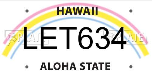 LET634 Hawaii License Plate