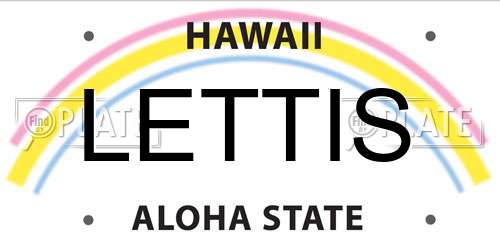 LETTIS Hawaii License Plate