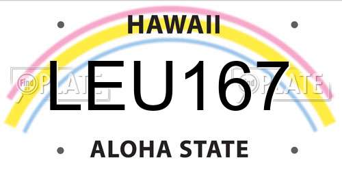 LEU167 Hawaii License Plate