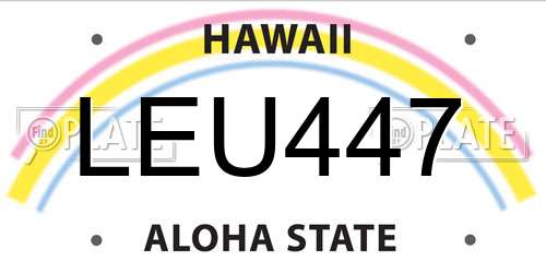 LEU447 Hawaii License Plate