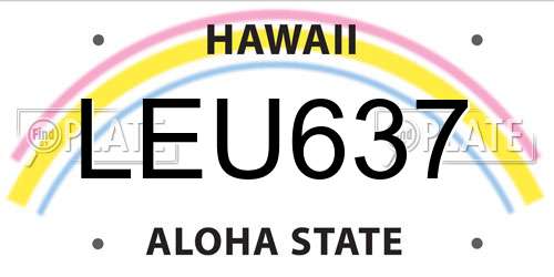 LEU637 Hawaii License Plate
