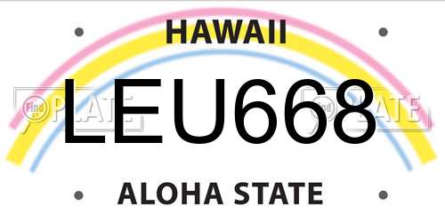 LEU668 Hawaii License Plate