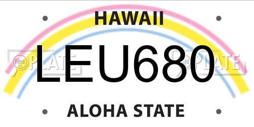 LEU680 Hawaii License Plate