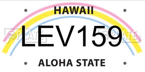 LEV159 Hawaii License Plate