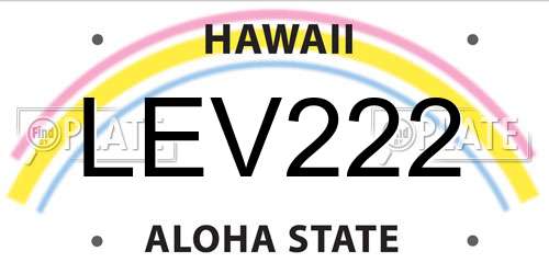 LEV222 Hawaii License Plate