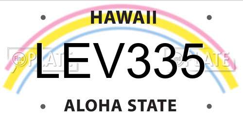 LEV335 Hawaii License Plate