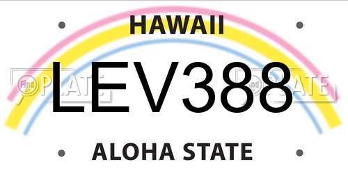 LEV388 Hawaii License Plate