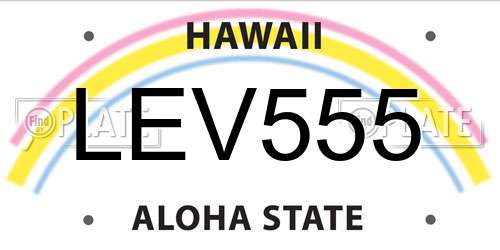 LEV555 Hawaii License Plate