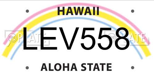 LEV558 Hawaii License Plate