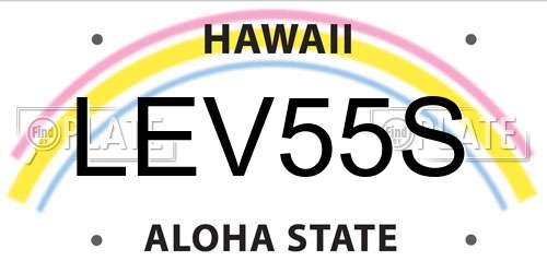 LEV55S Hawaii License Plate
