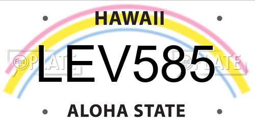 LEV585 Hawaii License Plate