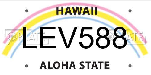 LEV588 Hawaii License Plate