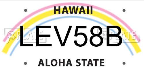 LEV58B Hawaii License Plate