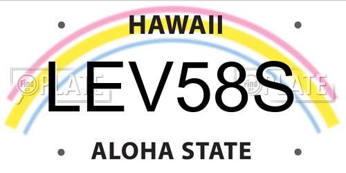 LEV58S Hawaii License Plate