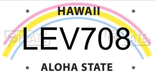 LEV708 Hawaii License Plate