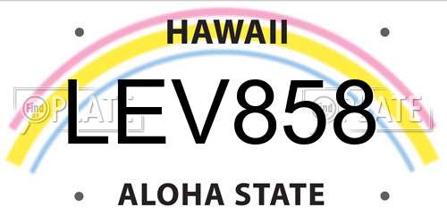 LEV858 Hawaii License Plate