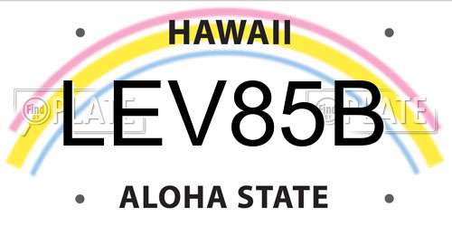 LEV85B Hawaii License Plate