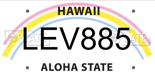 LEV885 Hawaii License Plate