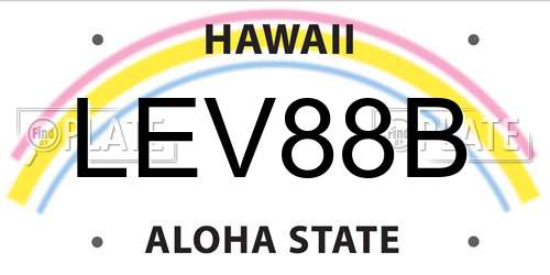 LEV88B Hawaii License Plate