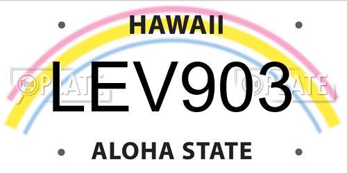 LEV903 Hawaii License Plate
