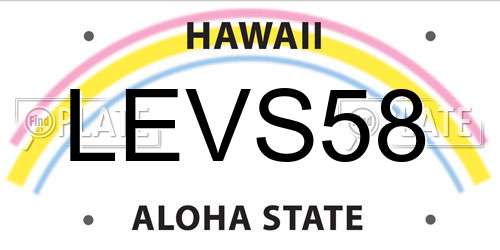LEVS58 Hawaii License Plate