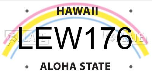 LEW176 Hawaii License Plate