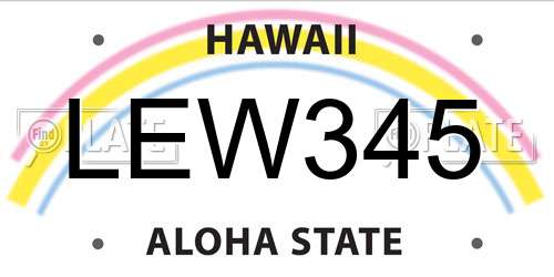 LEW345 Hawaii License Plate