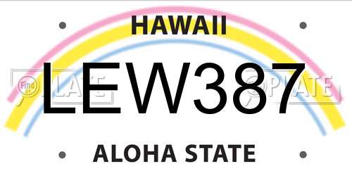 LEW387 Hawaii License Plate