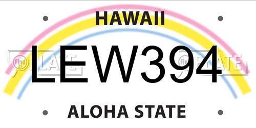 LEW394 Hawaii License Plate