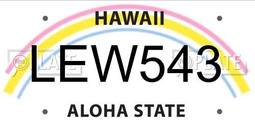 LEW543 Hawaii License Plate