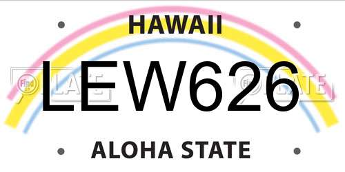 LEW626 Hawaii License Plate