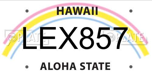 LEX857 Hawaii License Plate