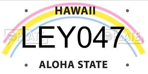 LEY047 Hawaii License Plate