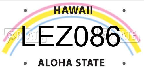 LEZ086 Hawaii License Plate