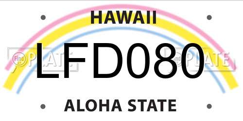 LFD080 Hawaii License Plate