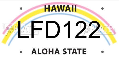 LFD122 Hawaii License Plate